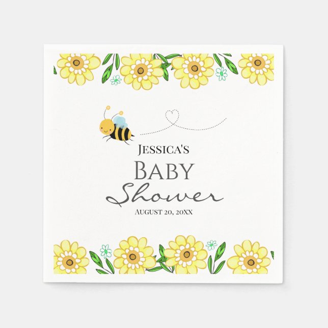 Whimsical Sweet Honey Bee Baby Shower Napkin (Front)