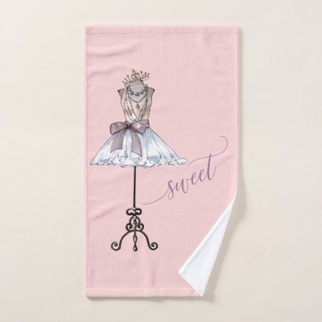 Whimsical "Sweet" Mannequin With Tutu Bath Towel Set (Hand Towel)