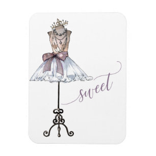 Whimsical "Sweet" Mannequin With Tutu Magnet