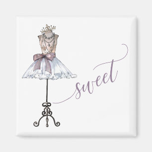 Whimsical "Sweet" Mannequin With Tutu Magnet