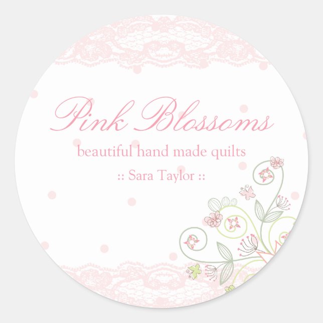 Whimsical Sweet Pink Floral Blossoms Stickers (Front)