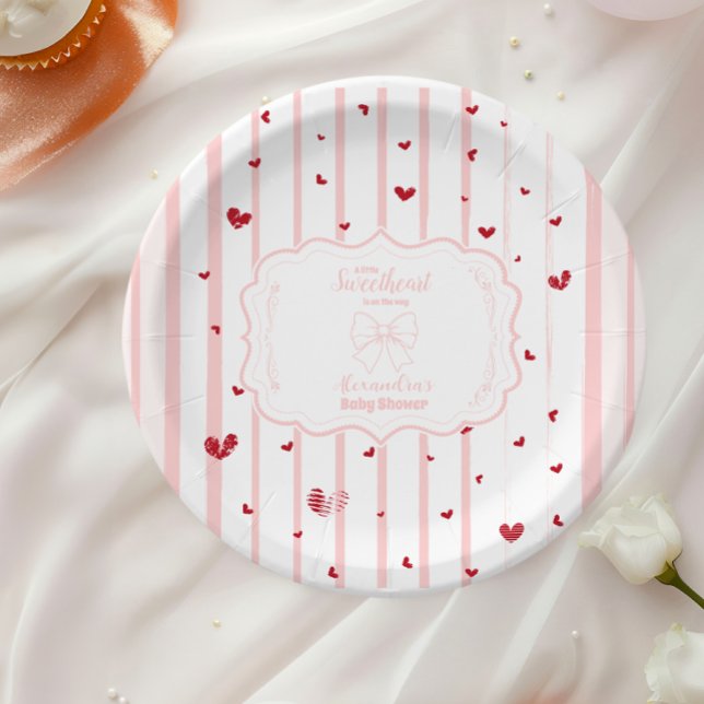 Whimsical Sweetheart Valentine's Day Baby Shower Paper Plate (Creator Uploaded)