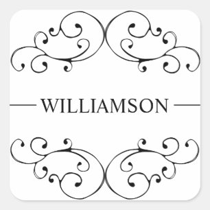 Whimsical Swirl Monogram Label Sticker Seal
