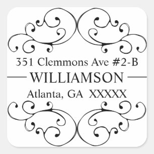 Whimsical Swirl Return Address Label Seal -