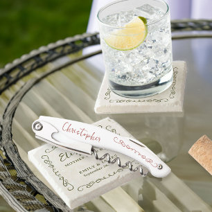 Whimsical Swirly Doodle Any Colour Wedding Party Corkscrew