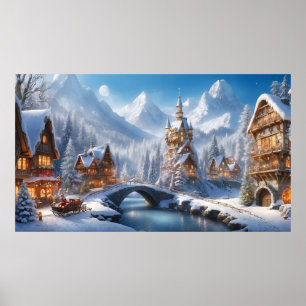 Whimsical Swiss Village Poster