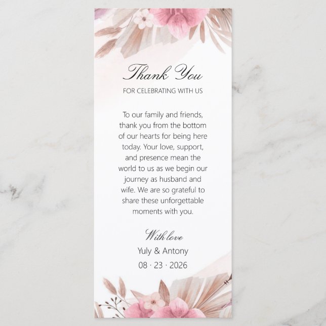 Whimsical Tabletop Welcome Dinner Appreciation Program (Front)