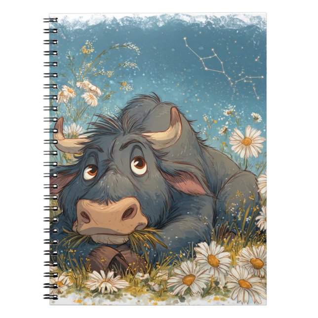 Whimsical Taurus Zodiac Notebook (Front)