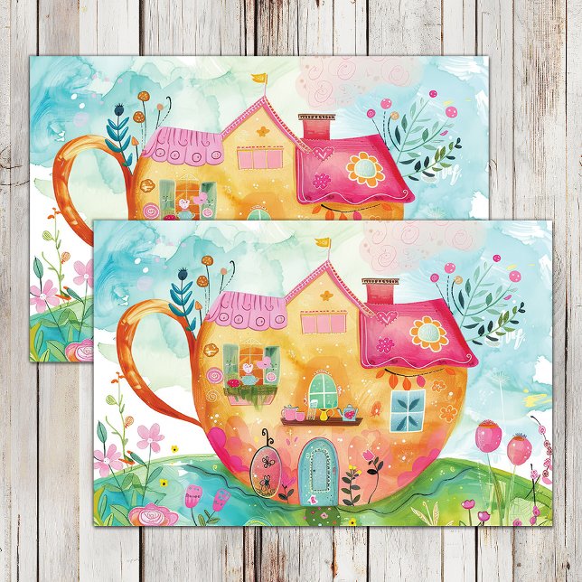WHIMSICAL TEA CUP HOUSE DECOUPAGE TISSUE PAPER (WHIMSICAL TEA CUP HOUSE DECOUPAGE TISSUE PAPER)
