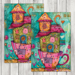 WHIMSICAL TEA CUP HOUSE DECOUPAGE TISSUE PAPER
