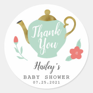 Whimsical Tea Party Baby Shower Favour Classic Round Sticker