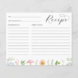 Whimsical Tea Party Bridal Shower Recipe card