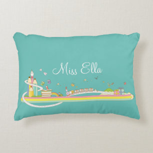 Whimsical Teacher's Scene Personalised Decorative Cushion