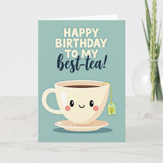 Whimsical Teacup Birthday Card (Front)