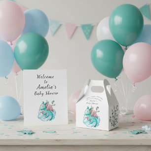 Whimsical Teal Baby Dragon Baby Shower Fantasy Favour Box