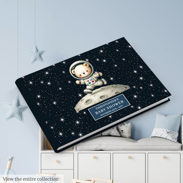 Whimsical Teddy Bear Astronaut Boy Baby Shower Guest Book (Whimsical Teddy Bear Astronaut Boy Baby Shower Guest Book )
