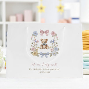 Whimsical Teddy Bear Baby Shower Gift Carrier Large Gift Bag