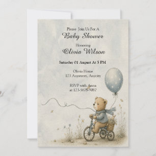 Whimsical Teddy Bear Bicycle Ride Invitation