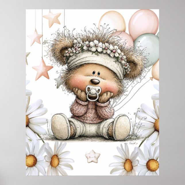 Whimsical Teddy Bear  Poster (Front)