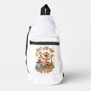 Whimsical Tee With Cake-Baking Snake Sling Bag