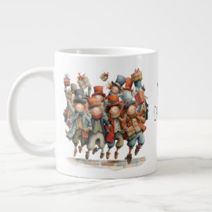 Whimsical Ten Lords a-Leaping 12 Days of Christmas Large Coffee Mug