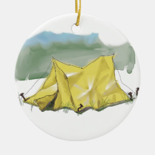 Whimsical Tent Illustration Christmas Ornament