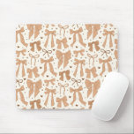 Whimsical Terracotta Bows Pattern Mouse Pad<br><div class="desc">Coquette and whimsical mousepad featuring hand drawn illustration of terracotta bows and heart pattern.</div>