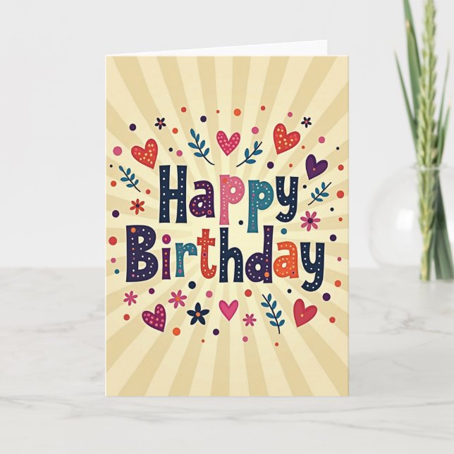 Whimsical Textured Birthday Card (Front)