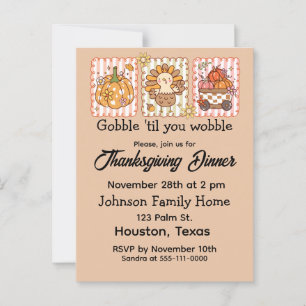 Whimsical Thanksgiving Dinner Invitation Postcard