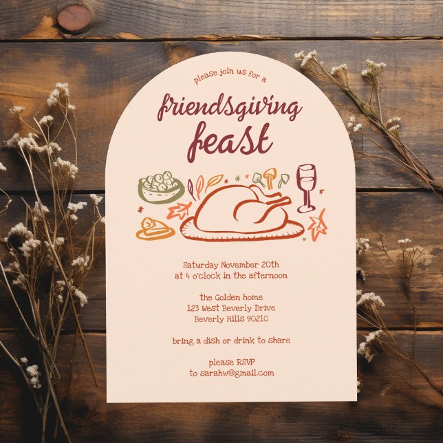 Whimsical Thanksgiving Friendsgiving Dinner ARCH Invitation (Whimsical Thanksgiving Friendsgiving Dinner ARCH Custom Holiday Invitation
)