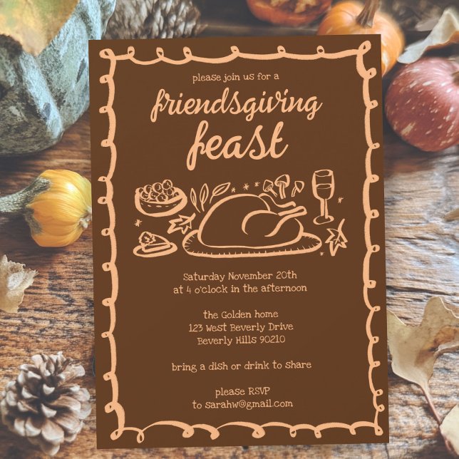 Whimsical Thanksgiving Friendsgiving Dinner Custom Invitation (Whimsical Thanksgiving Friendsgiving Dinner Custom Invitation
)
