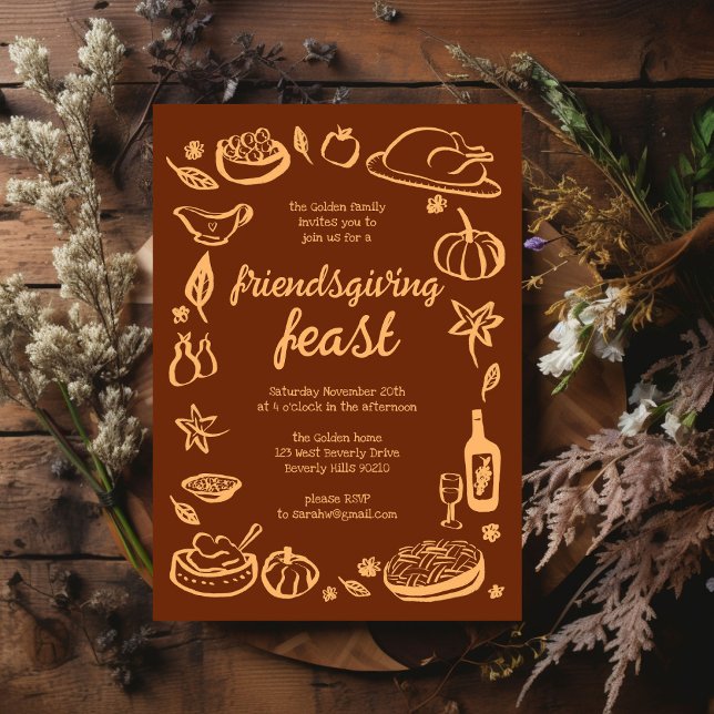 Whimsical Thanksgiving Friendsgiving Dinner Custom Invitation (Whimsical Thanksgiving Friendsgiving Dinner Custom Invitation
)