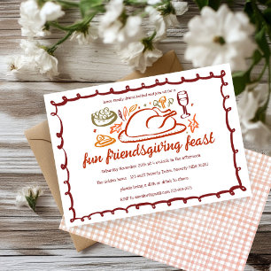 Whimsical Thanksgiving Friendsgiving Dinner Custom Invitation