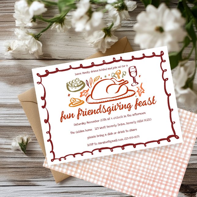 Whimsical Thanksgiving Friendsgiving Dinner Custom Invitation (Whimsical Thanksgiving Friendsgiving Dinner Custom Autumn Fall Party Invitation
)