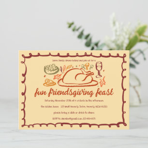 Whimsical Thanksgiving Friendsgiving Dinner Custom Invitation