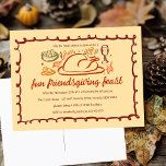 Whimsical Thanksgiving Friendsgiving Dinner Custom Postcard<br><div class="desc">Perfect cute postcard for a fun autumn dinner party invitation! Hand made art for you! Perfect for a Thanksgiving holiday, Friendsgiving, autumn or fall dinner party or other event. FULLY CUSTOMIZABLE! Click on “Personalise” above to edit the text. Click "edit using design tool" to adjust the fonts, colours and placements....</div>