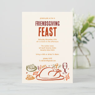 Whimsical Thanksgiving Friendsgiving Dinner Party Invitation
