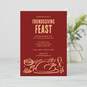 Whimsical Thanksgiving Friendsgiving Dinner Party Invitation