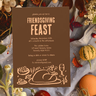 Whimsical Thanksgiving Friendsgiving Dinner Party Invitation