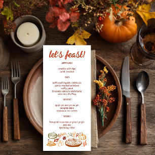 Whimsical Thanksgiving Friendsgiving Holiday CUSTO Menu