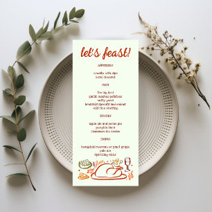 Whimsical Thanksgiving Friendsgiving Holiday CUSTO Menu