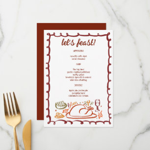 Whimsical Thanksgiving Friendsgiving HolidayCUSTOM Menu