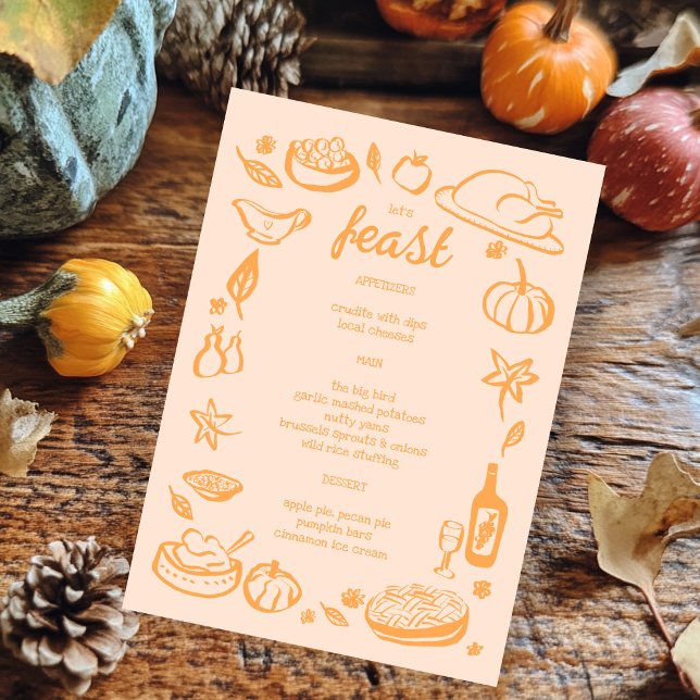 Whimsical Thanksgiving Friendsgiving HolidayCUSTOM Menu (Whimsical Thanksgiving Friendsgiving Holiday CUSTOM Menu
)
