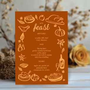 Whimsical Thanksgiving Friendsgiving HolidayCUSTOM Menu