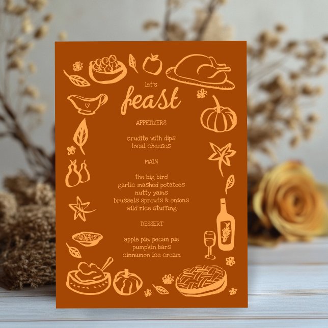 Whimsical Thanksgiving Friendsgiving HolidayCUSTOM Menu (Whimsical Thanksgiving Friendsgiving HolidayCUSTOM Menu
)