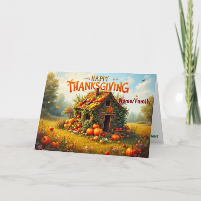 Whimsical Thanksgiving Harvest Card (Front)