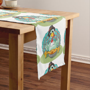 Whimsical Thanksgiving Turky Art Playful Gobble Medium Table Runner