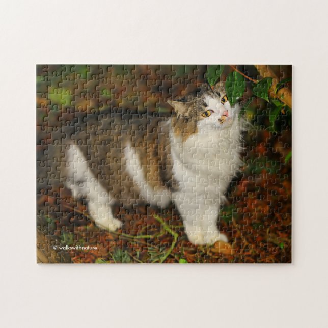 Whimsical The Cat and the Camellia Jigsaw Puzzle (Horizontal)