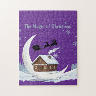 Whimsical "The Magic of Christmas" Santa Sleigh Jigsaw Puzzle