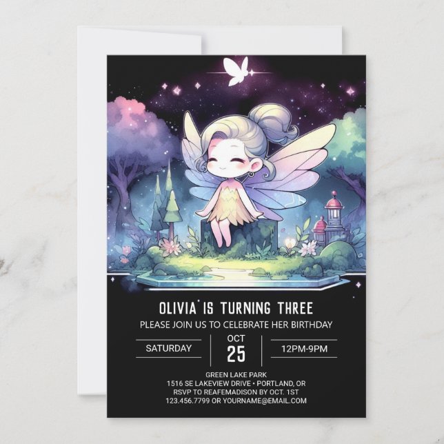 Whimsical Theme Fairy Birthday Invitation (Front)